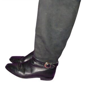 Made In Italy Black Italian leather & Suede Knee High Equestrian Boots 8 wide